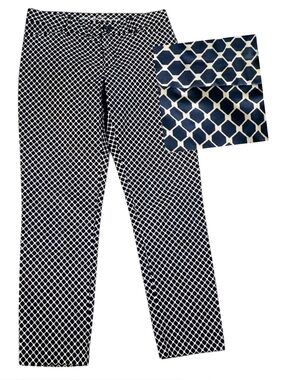 Navy & White Geometric Print Ponte Khakis by Gap Slim Leg Pants